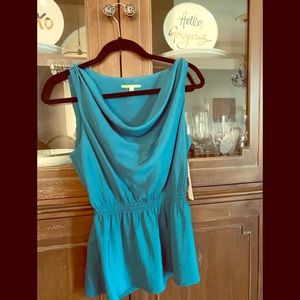 NWT GIANNI BINI COWL NECK TOP TEAL GORGEOUS MEDIUM